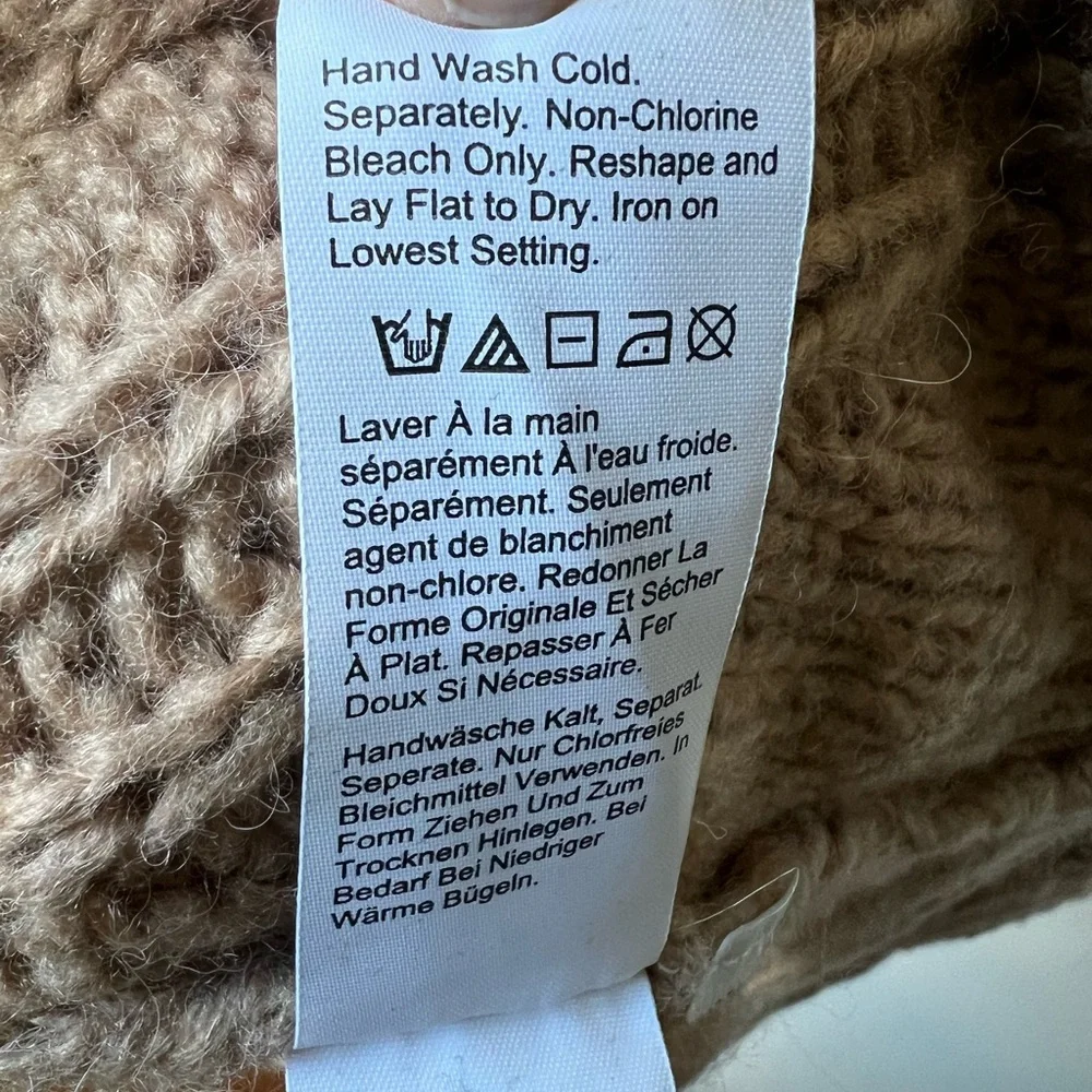 J CREW Cabled Aran Neutral Sweater Bobbles Alpaca Wool Blend Cozy Popcorn Soft S